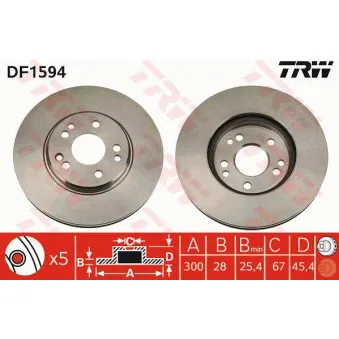 Jeu de 2 disques de frein avant TRW DF1594