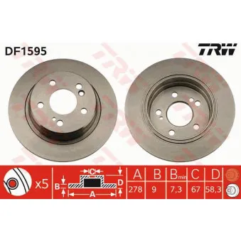 Jeu de 2 disques de frein arrière TRW DF1595