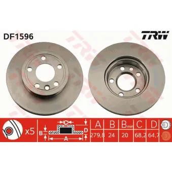Jeu de 2 disques de frein avant TRW DF1596