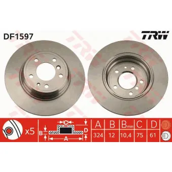 Jeu de 2 disques de frein arrière TRW DF1597