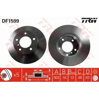 Jeu de 2 disques de frein avant TRW