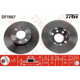 Jeu de 2 disques de frein avant TRW DF1607