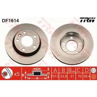 Jeu de 2 disques de frein avant TRW DF1614