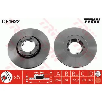 Jeu de 2 disques de frein avant TRW DF1622