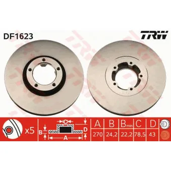 Jeu de 2 disques de frein avant TRW DF1623