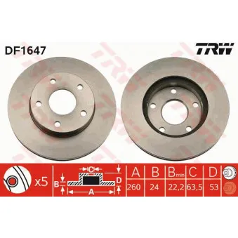 Jeu de 2 disques de frein avant TRW DF1647