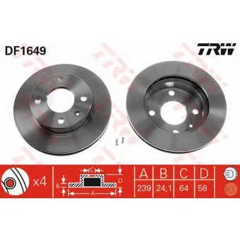Jeu de 2 disques de frein avant TRW DF1649