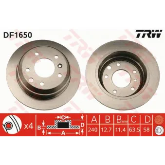 Jeu de 2 disques de frein avant TRW DF1650