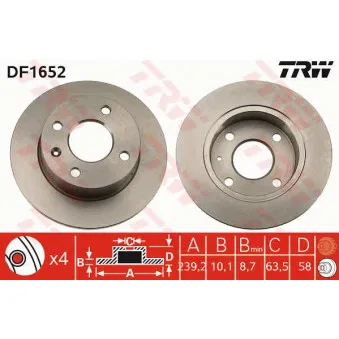 Jeu de 2 disques de frein avant TRW DF1652
