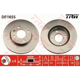 Jeu de 2 disques de frein avant TRW DF1655