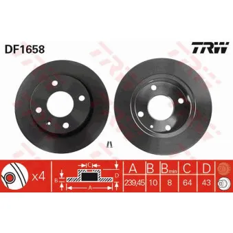 Jeu de 2 disques de frein avant TRW DF1658