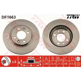 Jeu de 2 disques de frein avant TRW