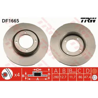 Jeu de 2 disques de frein avant TRW DF1665