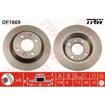 Jeu de 2 disques de frein arrière TRW