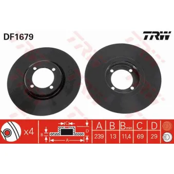 Jeu de 2 disques de frein avant TRW DF1679