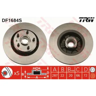 Jeu de 2 disques de frein avant TRW DF1684S
