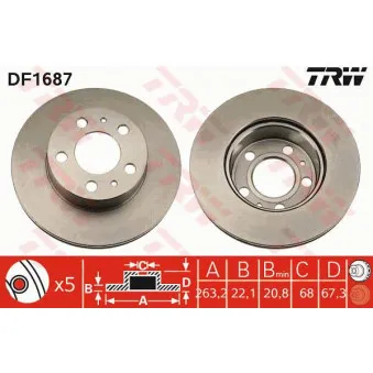 Jeu de 2 disques de frein arrière TRW DF1687