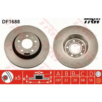 Jeu de 2 disques de frein avant TRW DF1688