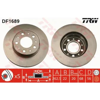 Jeu de 2 disques de frein avant TRW DF1689