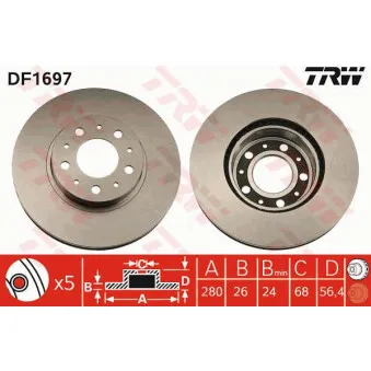 Jeu de 2 disques de frein avant TRW