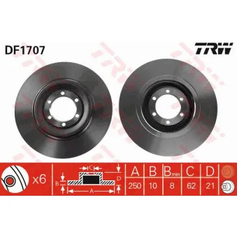 Jeu de 2 disques de frein arrière TRW DF1707