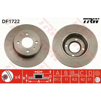 Jeu de 2 disques de frein avant TRW DF1722