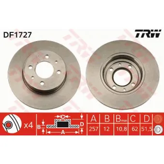 Jeu de 2 disques de frein avant TRW DF1727
