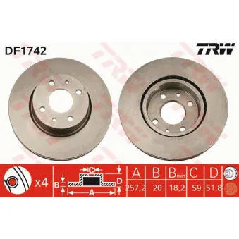 Jeu de 2 disques de frein avant TRW DF1742