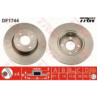 Jeu de 2 disques de frein avant TRW