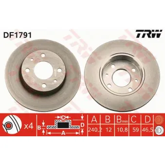 Jeu de 2 disques de frein avant TRW DF1791