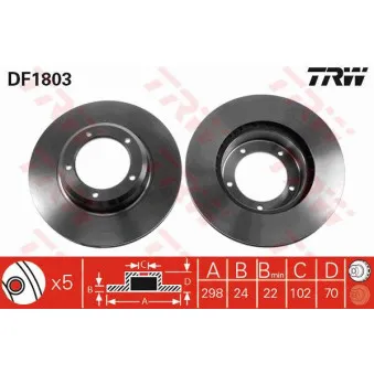 Jeu de 2 disques de frein avant TRW DF1803