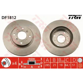 Jeu de 2 disques de frein avant TRW DF1812