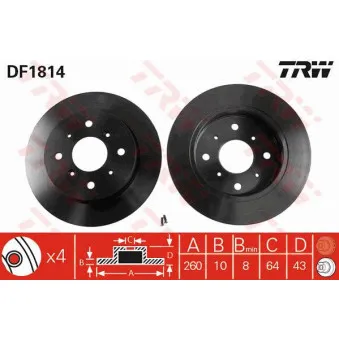 Jeu de 2 disques de frein arrière TRW