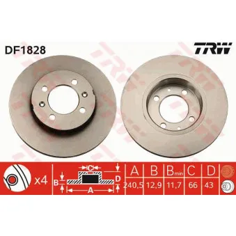 Jeu de 2 disques de frein avant TRW DF1828