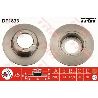 Jeu de 2 disques de frein avant TRW DF1833