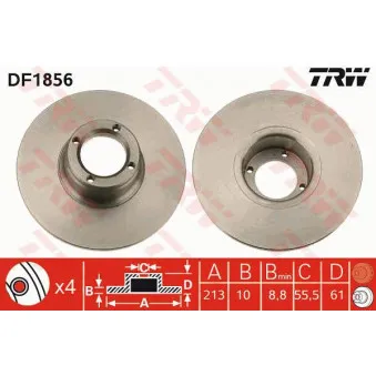Jeu de 2 disques de frein avant TRW DF1856