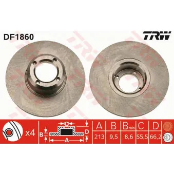 Jeu de 2 disques de frein avant TRW DF1860