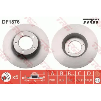 Jeu de 2 disques de frein avant TRW DF1876