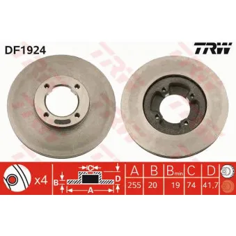 Jeu de 2 disques de frein avant TRW DF1924