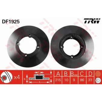 Jeu de 2 disques de frein avant TRW