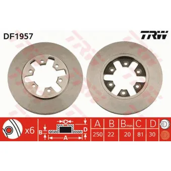 Jeu de 2 disques de frein avant TRW DF1957