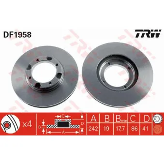 Jeu de 2 disques de frein avant TRW