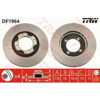 Jeu de 2 disques de frein avant TRW