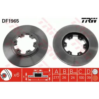 Jeu de 2 disques de frein avant TRW DF1965