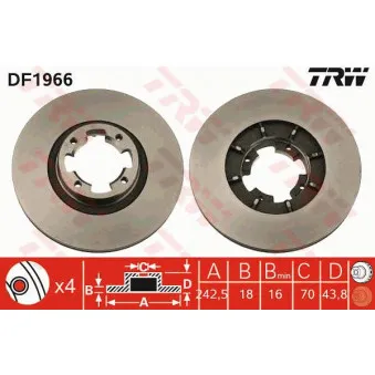 Jeu de 2 disques de frein avant TRW DF1966