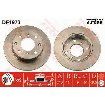 Jeu de 2 disques de frein avant TRW DF1973