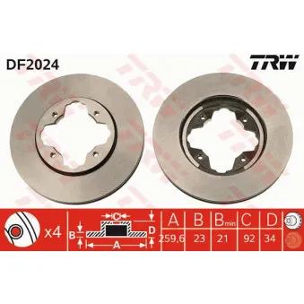 Jeu de 2 disques de frein avant TRW DF2024