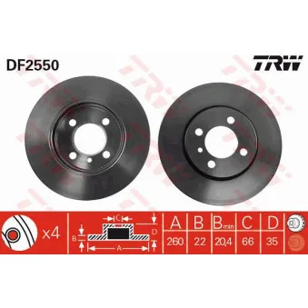 Jeu de 2 disques de frein avant TRW