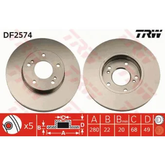 Jeu de 2 disques de frein avant TRW DF2574