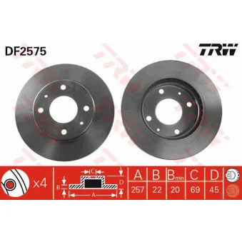 Jeu de 2 disques de frein avant TRW DF2575
